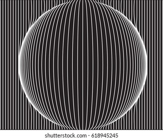 Scalable vector illustration, that consists of abstract spherical shape created from lines. Isolated image, which you can use to screen and print (advertising, souvenir, etc.) Lines are expanded