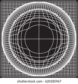 Scalable vector illustration, that consists of abstract spherical shape created from lines. Isolated image, which you can use to screen and print (advertising, souvenir, etc.) Lines are expanded.