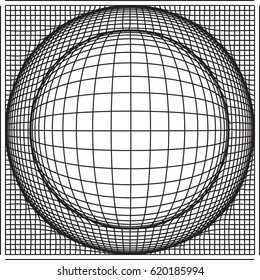 Scalable vector illustration, that consists of abstract spherical shape created from lines. Isolated image, which you can use to screen and print (advertising, souvenir, etc.) Lines are not expanded.