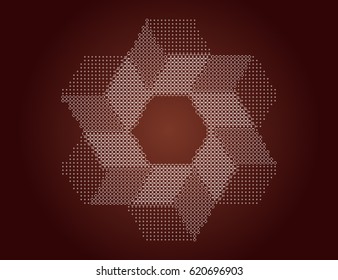 Scalable vector illustration, that consists of abstract geometric star made up of small elements. Isolated image, which you can use to screen 