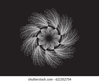 Scalable vector illustration, that consists of abstract geometric star, which consists of a set of intersecting lines. Isolated image, which you can use to screen (web, mobile app, video, etc.)