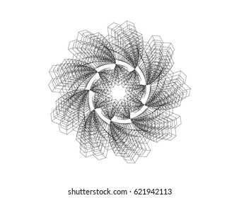 Scalable vector illustration, that consists of abstract geometric star, which consists of a set of intersecting lines. Isolated image, which you can use to screen (web, mobile app, video, etc.)