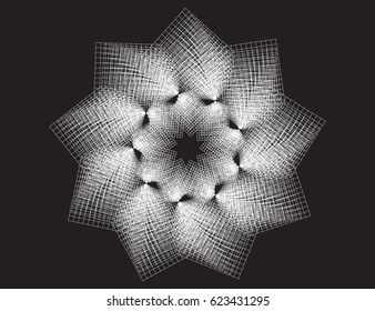 Scalable vector illustration, that consists of abstract geometric star, which consists of a set of intersecting lines. Isolated image, which you can use to screen (web, mobile app, video, etc.)