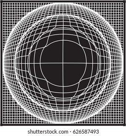 Scalable vector illustration, that consists of abstract spherical shape created from lines. Isolated image, which you can use to screen and print (advertising, souvenir, etc.) Lines are not expanded.