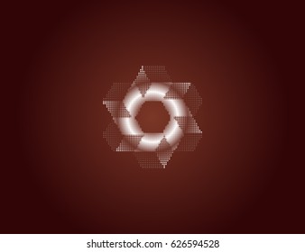 Scalable vector illustration, that consists of abstract geometric star made up of small elements. Isolated image, which you can use to screen (web, mobile app, video, etc.)