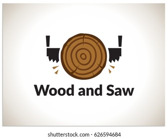 Scalable vector illustration, that consists of two-man saw and lumber (timber). Isolated sing logo, which you can use to screen (web, mobile app, video, etc.) and print (advertising, souvenir, etc.)