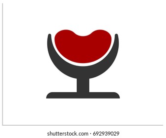 Scalable vector illustration, that consists of stylized minimalist seat, in black and red colors, created with simple shapes. Isolated logo, which you can use to screen and print