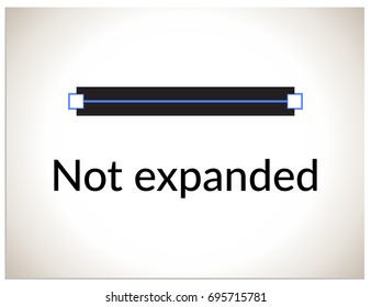 Scalable vector illustration, that consists of text "not expanded" and icon, symbolizing not expanded line of an unselected vector object. Excellent image for displaying the type of lines in your work