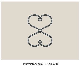 Scalable vector illustration of two Hearts, united in the form of number 8. This symbol is well suited for both Valentine's Day and for 8 March.
