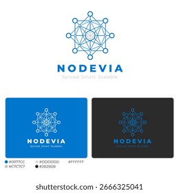 Ícone de logotipo de vetor escalável inspirado em redes neurais de IA e malha de dados. Estrutura simétrica limpa em estilo line-art, perfeita para start-ups de tecnologia, empresas SaaS e plataformas digitais.