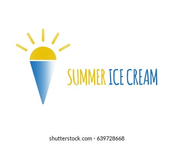 Scalable vector logo, that consists of symbols of the sun and the sea, which are combined in the image of ice cream. This illustration symbolizes how much we love to eat ice cream in the summer.