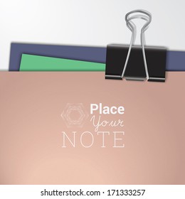 Scalable vector of minimal paper design illustration with paper clip  - beige, green, blue edition