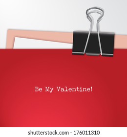 Scalable vector of minimal paper design illustration with paper clip  - red, white, pink version