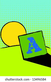 A scalable vector pop-art illustration of an abandoned child's block