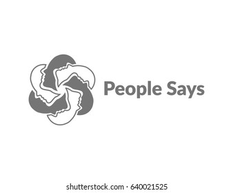 Scalable vector set of signs, consisting of six silhouettes of male heads, arranged in a circle. This symbol means cohesive teamwork. 