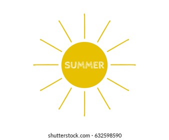Scalable vector symbol, that consists of Image that combines the sun icon and an inscription "summertime". Isolated simple icon, which you can use to screen (web, mobile app, video, etc.) and print.