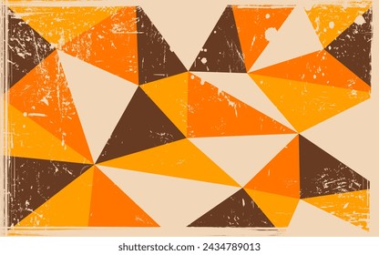 Vector escalable vintage retro nostálgico 60 70 formas geométricas estéticas patrón de fondo con tinta derramada áspera textura de impresión rayada
