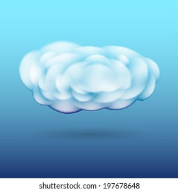 Scalable white vector fluffy cloud with shadow
