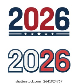 Scalable year 2026 design suitable for logos, branding projects, websites, and election campaigns. Easily adaptable for various applications. Clean, modern aesthetic.