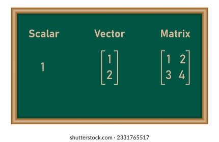 Scalars, vectors and matrices in linear algebra in mathematics. Math resources for teachers and students.