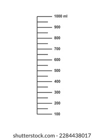 Skalieren Sie mit 1 Liter oder 1000 ml Flüssigvolumen für die Messung von Bechern zur Zubereitung von Koch- oder Chemiefasern einzeln auf weißem Hintergrund. Vektorgrafik