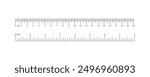 Scale 20 centimeter, 8 inch with markup, numbers. Distance, height, length measurement, sewing tool. Measuring charts, metric, imperial units. Template on white background.