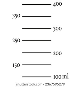 400 ml Flüssigkeitsvolumen skalieren. Messbecher oder Krug zur Zubereitung des Kochens. Vektorgrafik. 