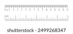 Scale 6 inch, 15 centimeters, markup, numbers. Distance, height, length measurement, sewing tool. Measuring charts, metric, imperial units template.