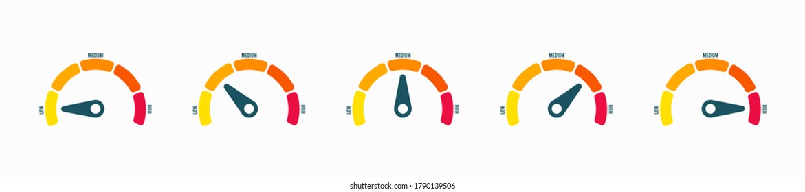 scale, arrow, rating, performance, indicator, tachometer, red, vector, speed, illustration, yellow, satisfaction, pointer, meter, measurement, measure, sign, progress, level, icon, graph, symbol, dial