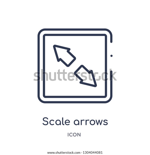 scale arrows\
icon from user interface outline collection. Thin line scale arrows\
icon isolated on white\
background.