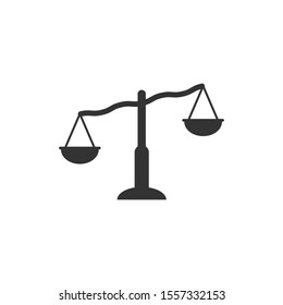 Scale balance icon in flat style. Justice vector illustration on white isolated background. Judgment business concept.