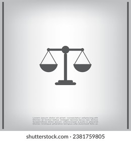 Scale balance icon on background. Scale vector icon.