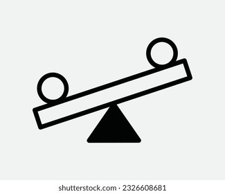 Icono de Saldo de Escala. Ver Saw Fair Justice Juicio Balancing Weight Seesaw Bar Medición Black White Graphical Clipart Material gráfico Símbolo de signo de vectores EPS