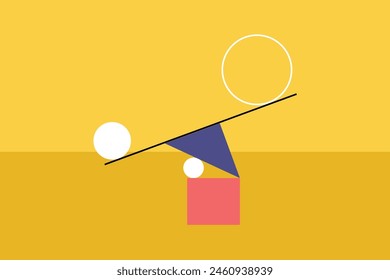 Scale balancing one big ball and small one. Concept of harmony and balance