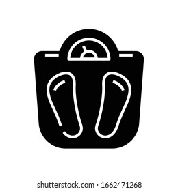 Scale black icon, concept illustration, vector flat symbol, glyph sign.