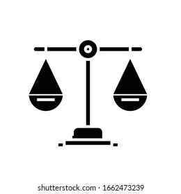 Icono de escala negra, ilustración conceptual, símbolo plano vectorial, signo de glifo.