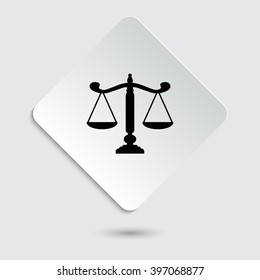 Scale - black vector icon  on a paper button
