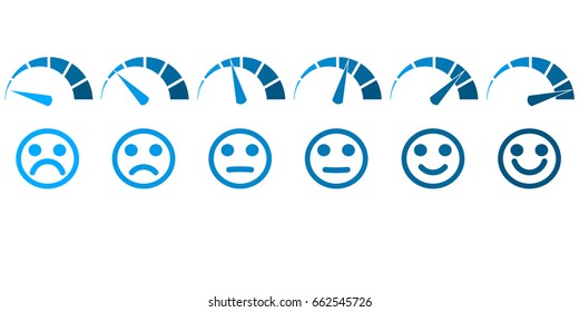   Scale from blue to blue and a scale of emotions. Isolated on white background.