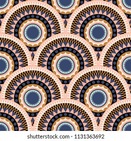 Scale cirles abstract colorful seamless vector pattern.