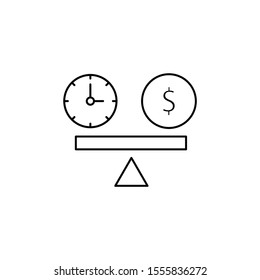 Scale clock, money icon. Simple line, outline vector of icons for ui and ux, website or mobile application