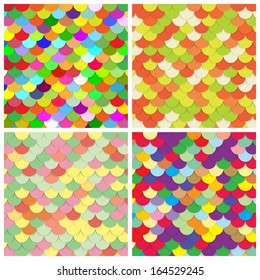 Scale color paper backgrounds set. Fish abstract Scales Patterns