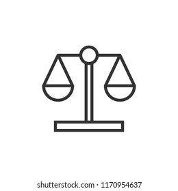 Scale comparison icon in flat style. Balance weight vector illustration on white isolated background. Scale compare business concept.