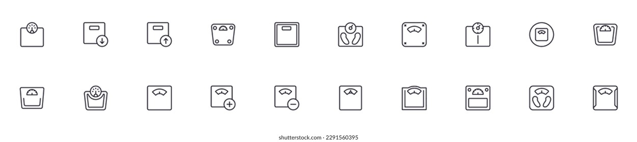 Concepto de escala. Colección de iconos modernos de línea de peso de alta calidad. Trazo editable. Símbolo lineal premium para sitios web, volantes, banners, tiendas online y empresas. 