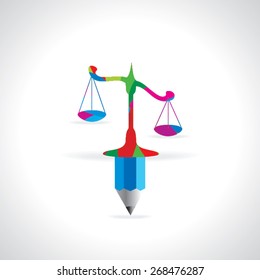 scale connect with pencil vector illustration 