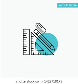 Scale, Construction, Pencil, Repair, Ruler, Clip turquoise highlight circle point Vector icon