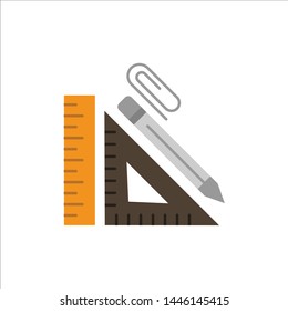 Scale, Construction, Pencil, Repair, Ruler, Clip  Flat Color Icon. Vector icon banner Template