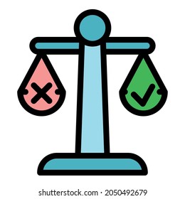 Scale decision icon. Outline scale decision vector icon color flat isolated