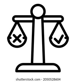 Scale decision icon. Outline scale decision vector icon for web design isolated on white background