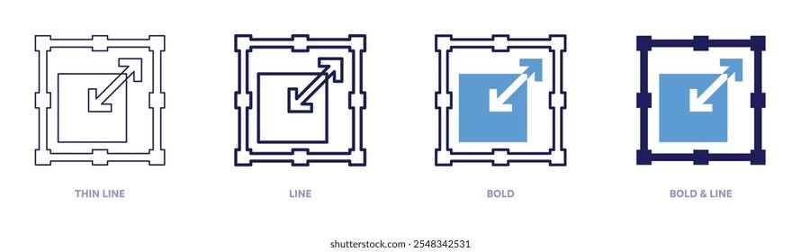 Scale design icon in 4 different styles. Thin Line, Line, Bold, and Bold Line. Duotone style. Editable stroke.