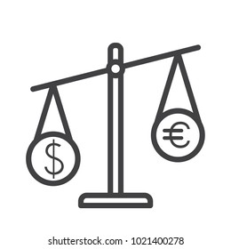 scale dolar and euro outline icon